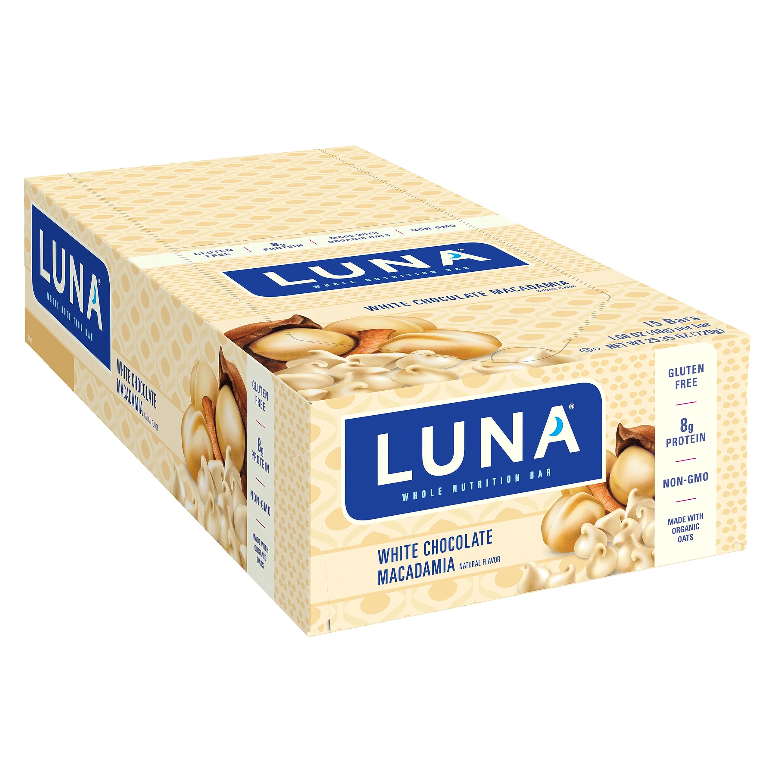 Luna Bar White Chocolate Macadamia, 1.70-Ounce Bars, 15 Count